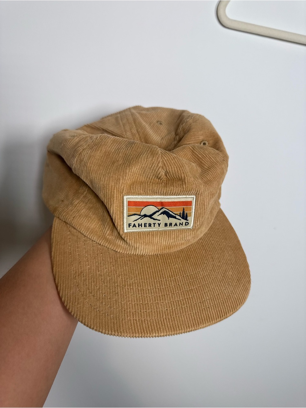 Faherty Tan Corduroy Cap with Sunset Patch